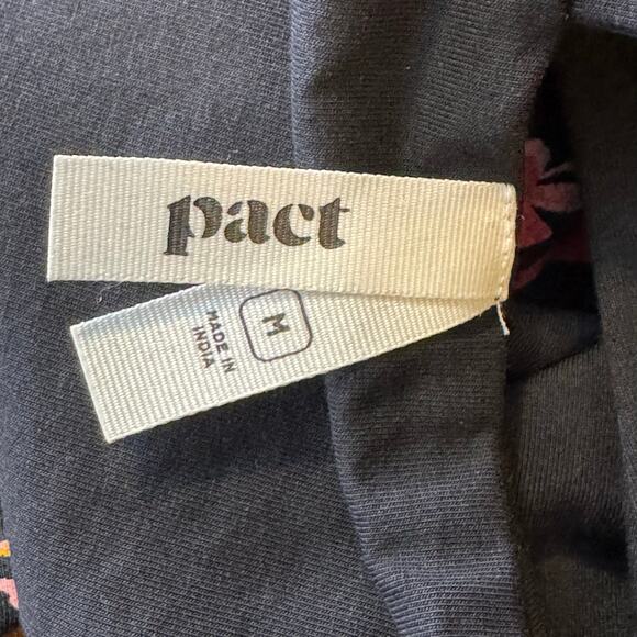 Pact Size Medium Organic Cotton Black Floral Print Tie Back Fit & Flare Dress - Picture 8 of 9